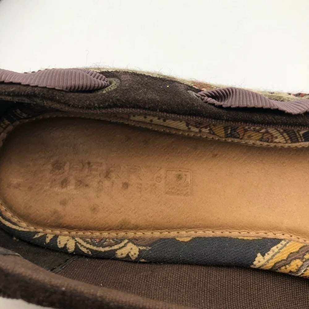 Sperry Brown Wedge Tweed Shoes Sz 8.5